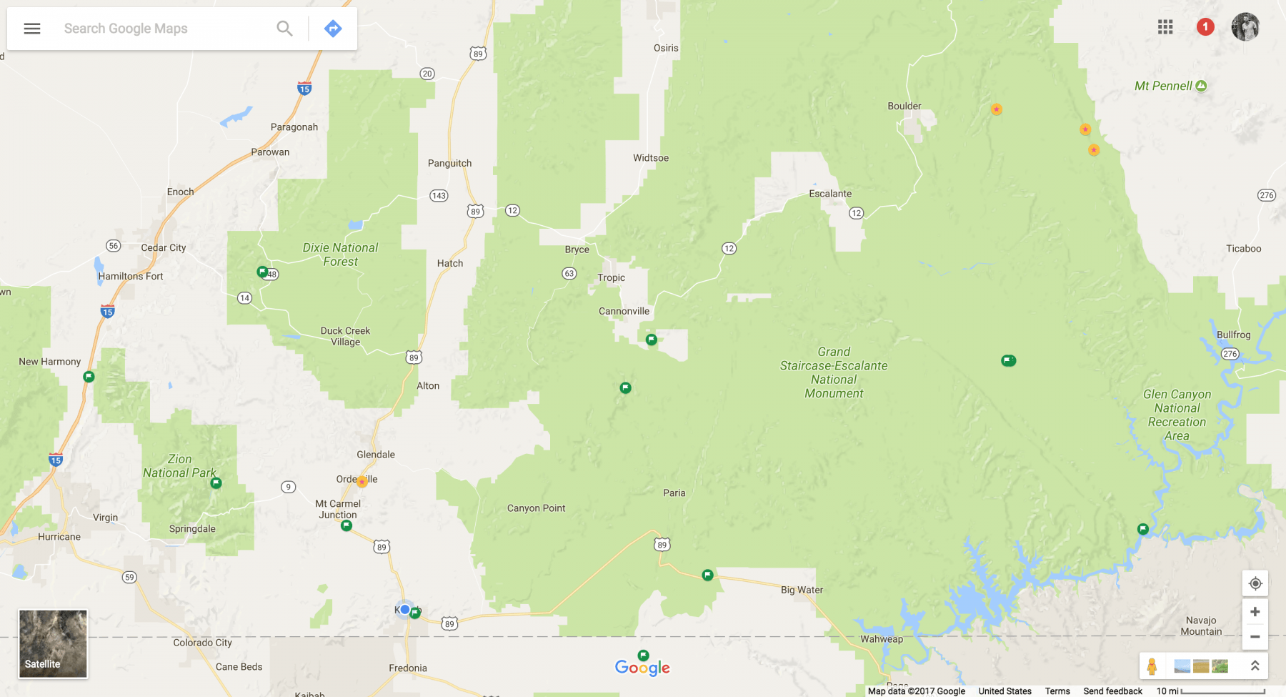 Using Google Maps to find free dispersed camping on federal land