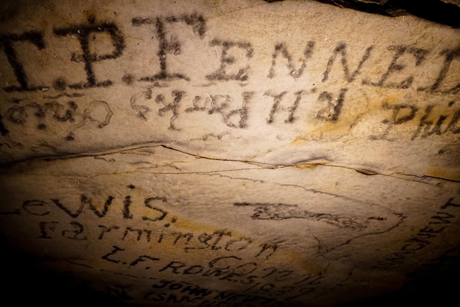 Graffiti in Mammoth Cave National Park from the 1800's and earlier!